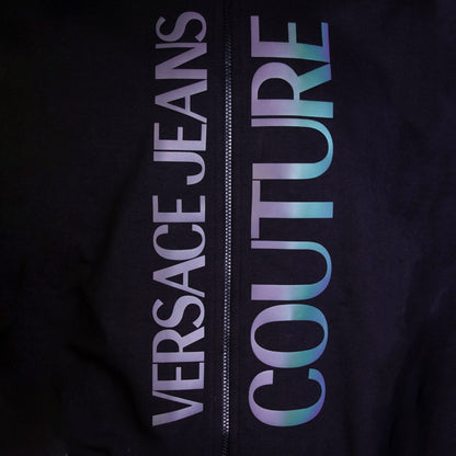 Schwarzes Baumwoll-Sweatshirt mit Reißverschluss
