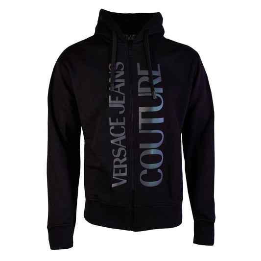 Schwarzes Baumwoll-Sweatshirt mit Reißverschluss