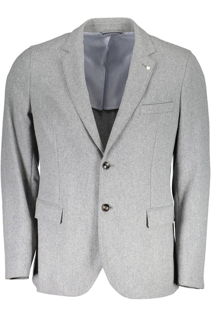 Graue Polyester-Jacke