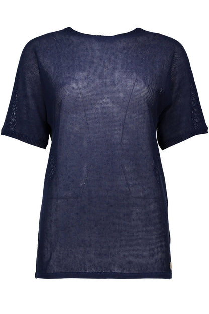 Blauer Leinenpullover