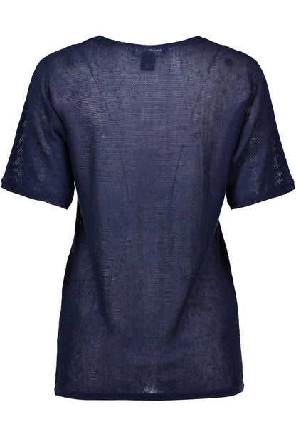Blauer Leinenpullover