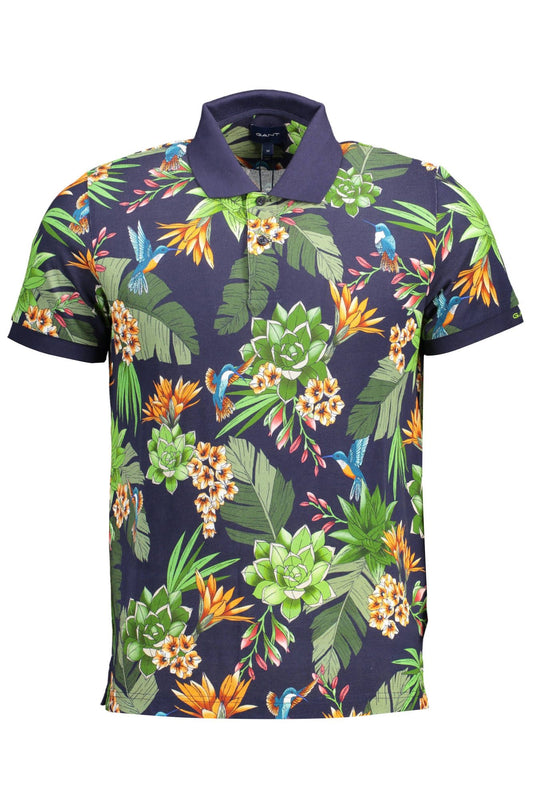 Blaues Baumwoll-Poloshirt