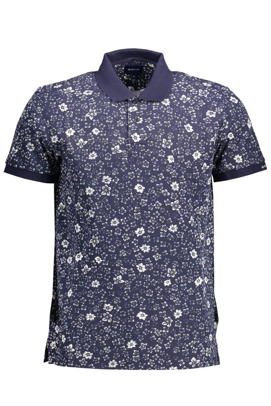 Blaues Baumwoll-Poloshirt
