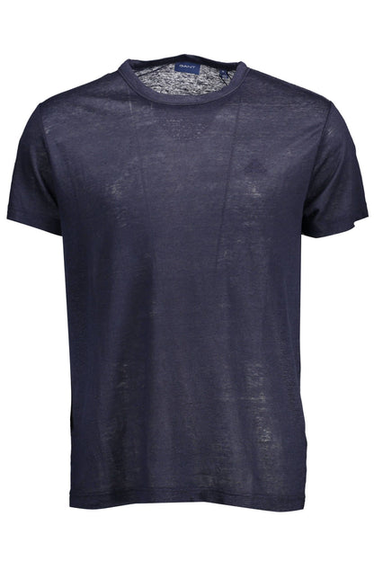 T-Shirt aus blauem Leinen