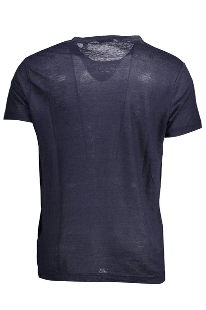 T-Shirt aus blauem Leinen