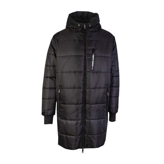 Schwarze lange Steppjacke
