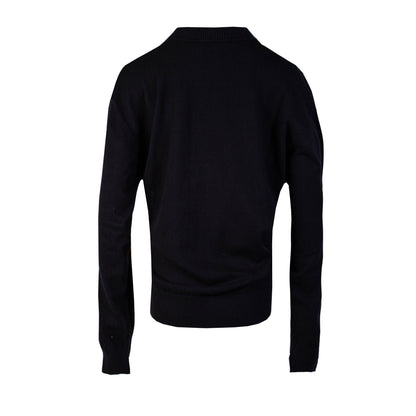 Schwarzer Baumwollpullover mit goldenem Logo