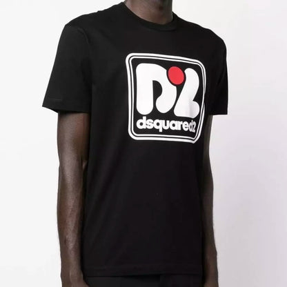 Schwarzes T-Shirt aus Baumwolle