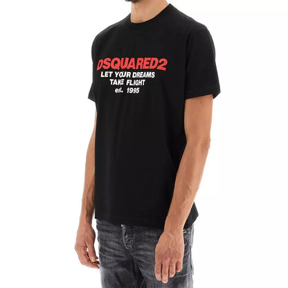 Schwarzes T-Shirt aus Baumwolle