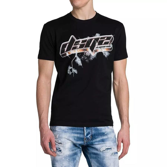 Schwarzes T-Shirt aus Baumwolle