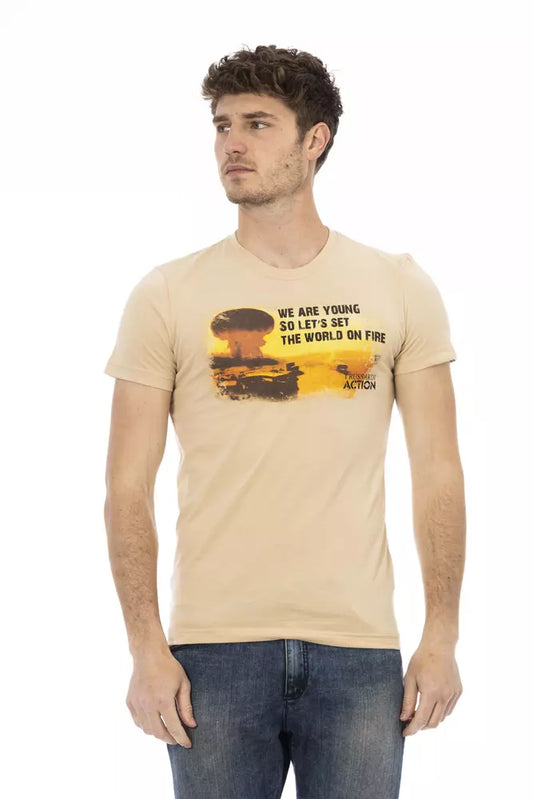 T-Shirt aus beiger Baumwolle