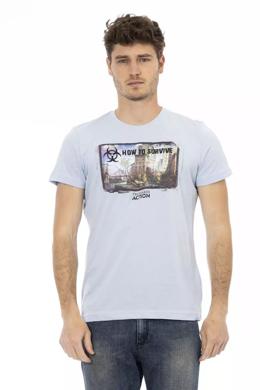 Hellblaues T-Shirt aus Baumwolle