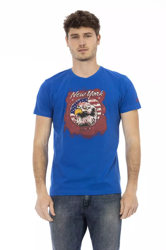 T-Shirt aus blauer Baumwolle