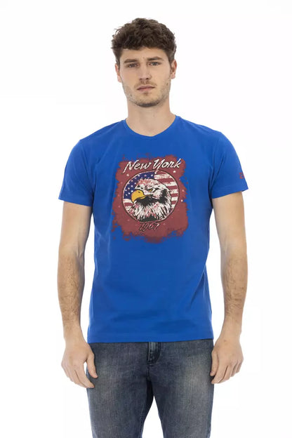 T-Shirt aus blauer Baumwolle
