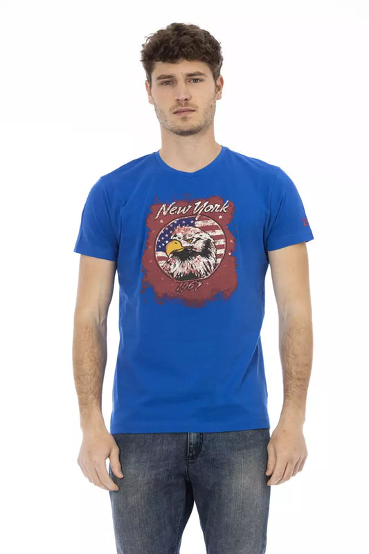 T-Shirt aus blauer Baumwolle