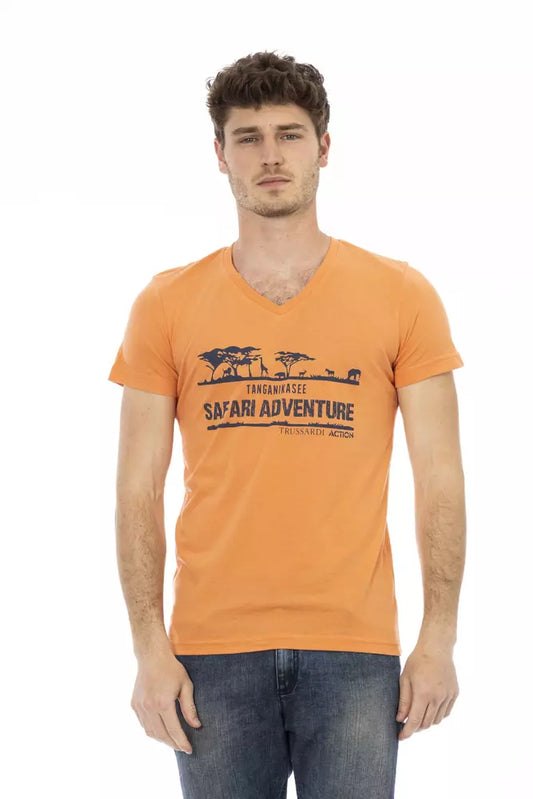 Orangefarbenes T-Shirt aus Baumwolle