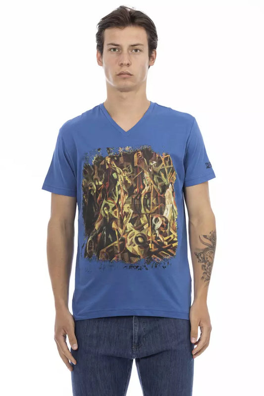 T-Shirt aus blauer Baumwolle