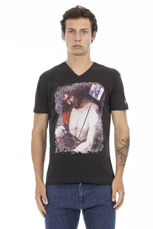 Schwarzes T-Shirt aus Baumwolle