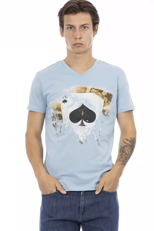 Hellblaues T-Shirt aus Baumwolle