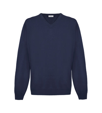 Blauer Kaschmirpullover