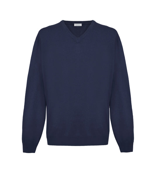 Blauer Kaschmirpullover