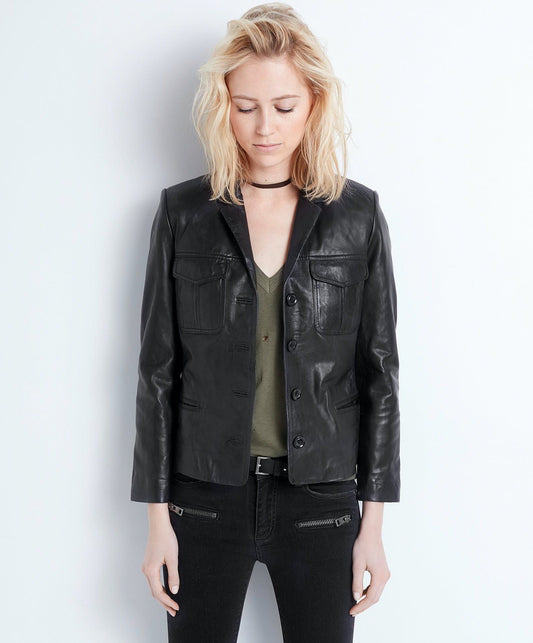 Schwarze Lammfelljacke Mantel