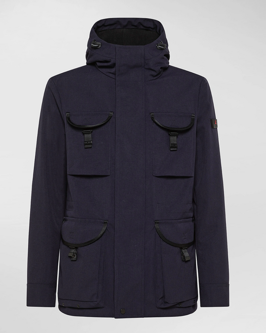 Blaue Polyamid-Jacke