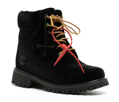 Schwarzer Lederstiefel