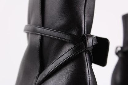 Schwarzes Leder Di Kalbsleder Stiefel