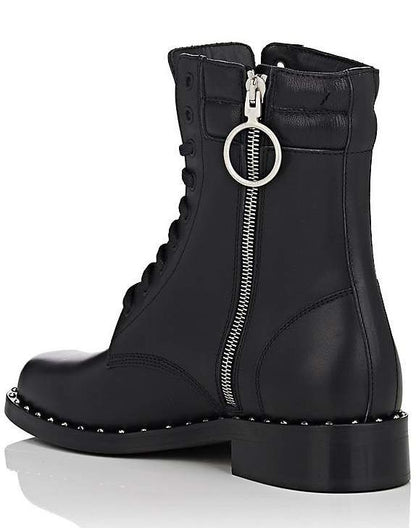 Schwarzes Leder Di Kalbsleder Stiefel