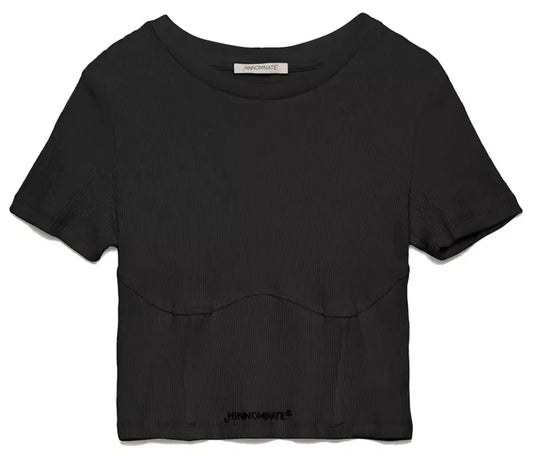 Schwarze Baumwolle Tops & T-Shirt
