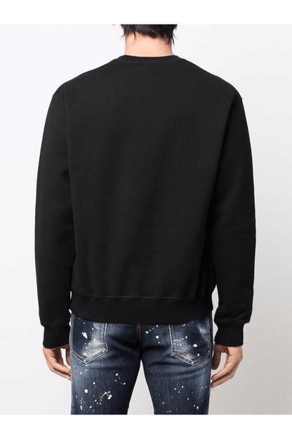 Schwarzer Baumwollpullover