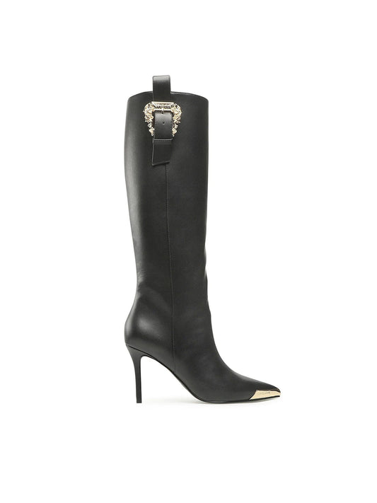 Schwarzer Kunstlederstiefel
