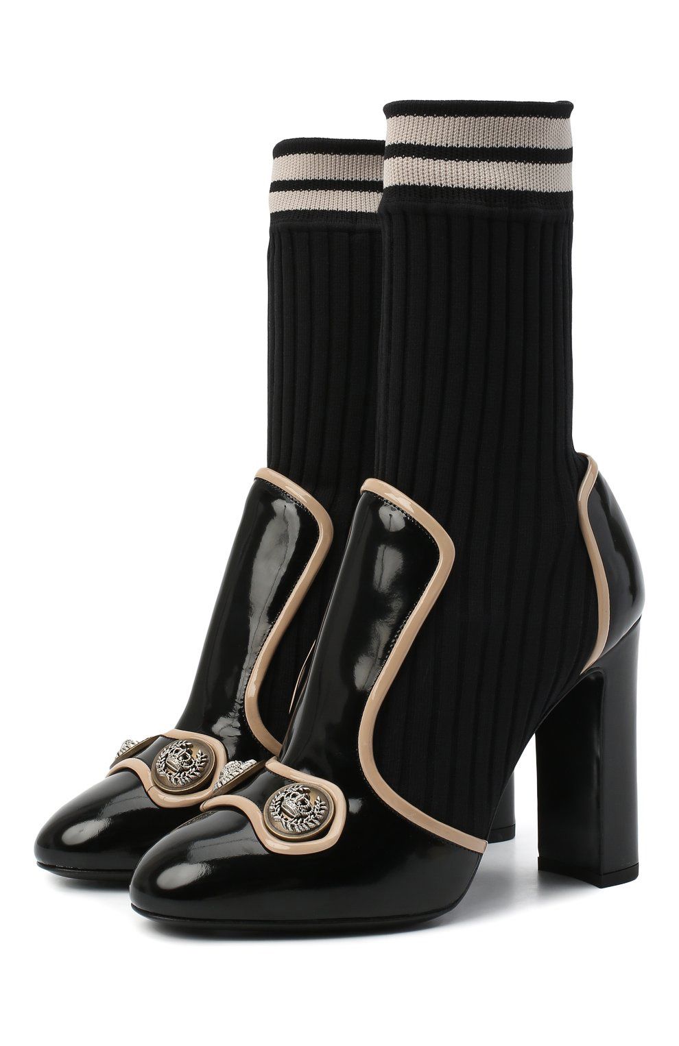 Schwarzes Leder Di Kalbsleder Stiefel