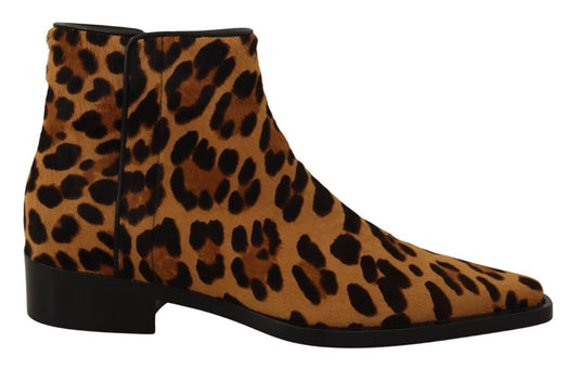 Braun Schwarz Leopard Leder Cowboy Stiefel Schuhe