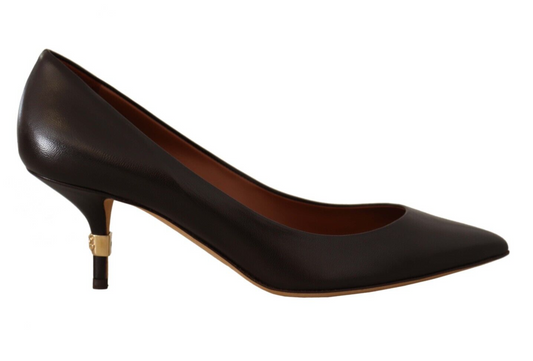 Braun Leder Kitten Mid Heels Pumps Schuhe