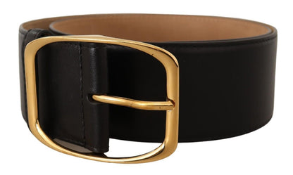 Schwarzes Leder Gold Metall Quadratische Schnalle Gürtel