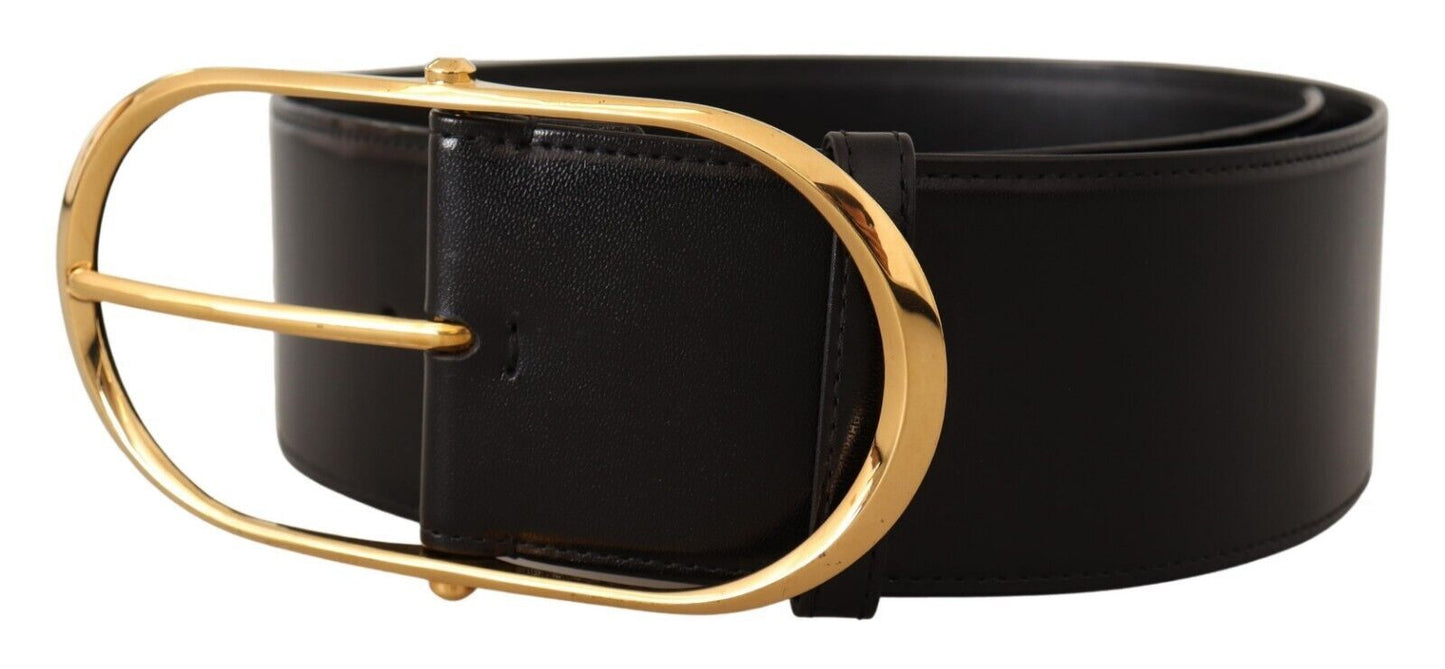 Schwarzes Leder Gold Metall Breite Taille Schnalle Gürtel