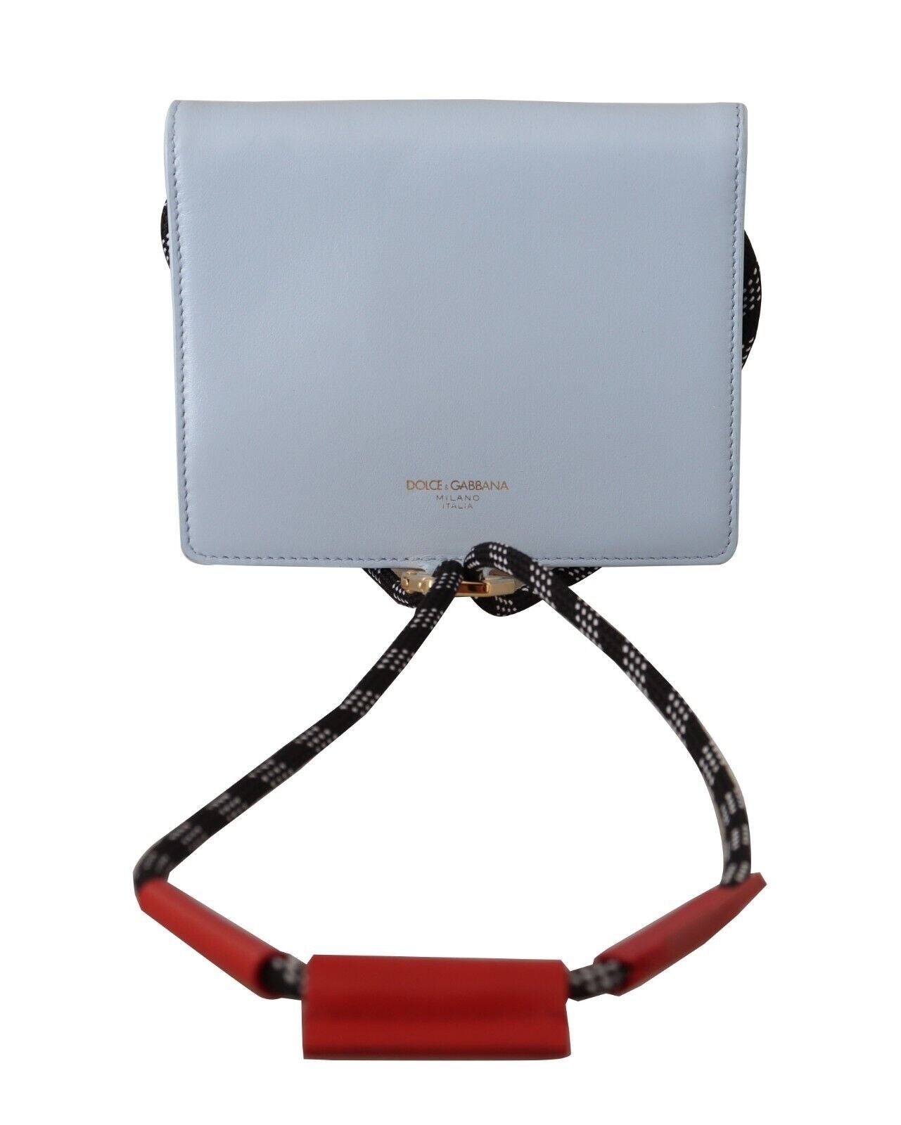 Hellblaues Leder Mini Bifold Sling Portemonnaie