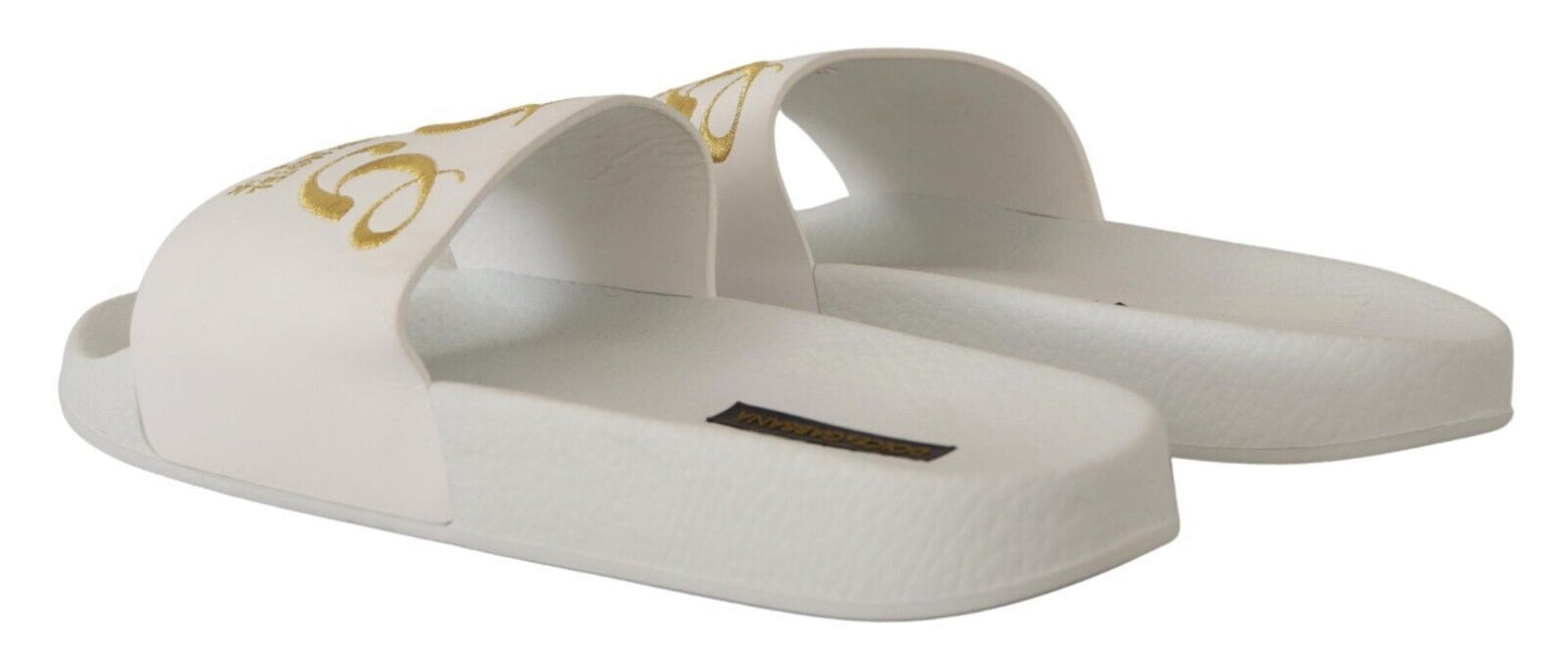 Weißes Leder Luxus Hotel Rutschen Sandalen Schuhe