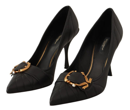 Schwarz Devotion Leder Absatz Pumps Schuhe