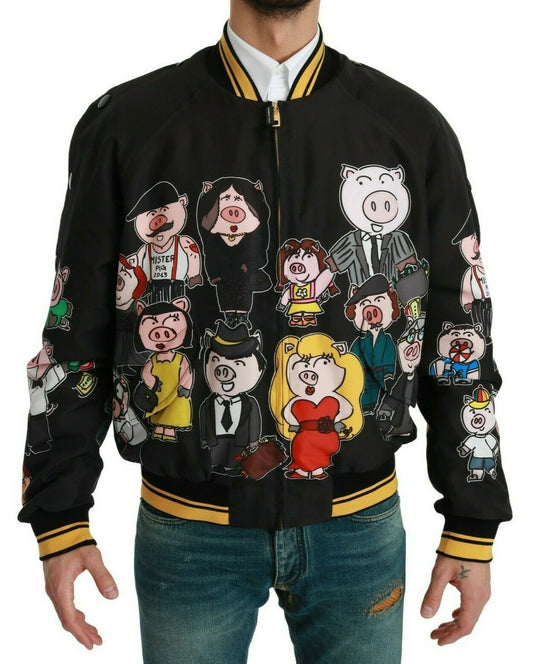 Schwarze YEAR OF THE PIG Bomberjacke