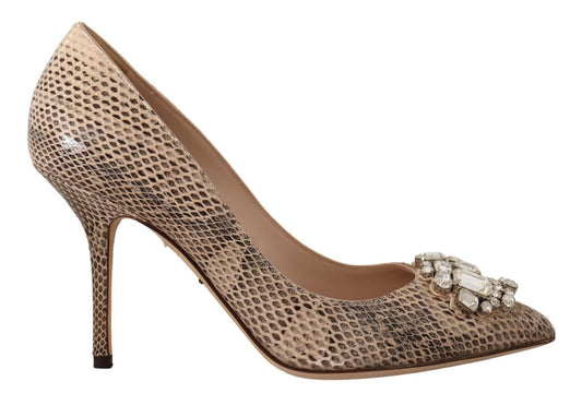 Nackt Exotisches Leder Kristall Absätze Pumps Schuhe