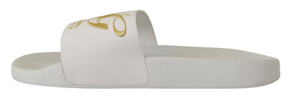 Weißes Leder Luxus Hotel Rutschen Sandalen Schuhe