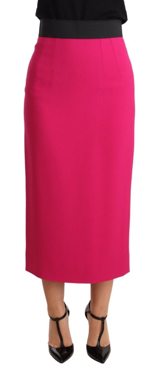 Rosa Stretch-Bleistiftrock mit hoher Taille und geradem Rock