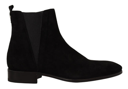 Schwarz Wildleder Leder Chelsea Herren Stiefel Schuhe