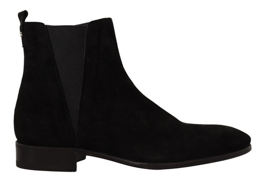 Schwarz Wildleder Leder Chelsea Herren Stiefel Schuhe