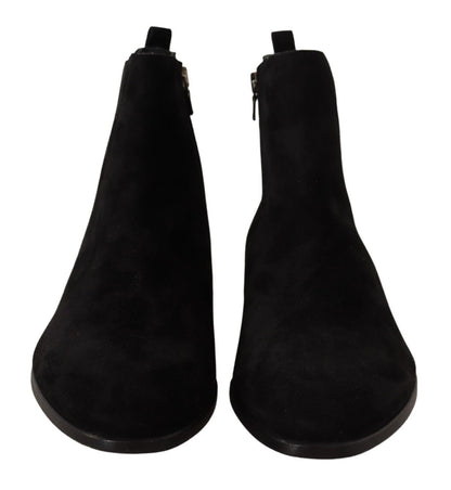 Schwarz Wildleder Leder Chelsea Herren Stiefel Schuhe