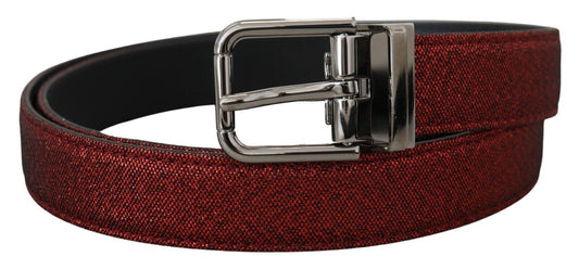 Rotes Glitzerleder Silberne Metallschnalle