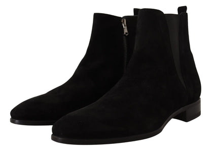 Schwarz Wildleder Leder Chelsea Herren Stiefel Schuhe